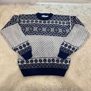 Vintage 90s Puritan Fair Isle Snowflake Icelandic Nordic Crewneck Sweater Mens M